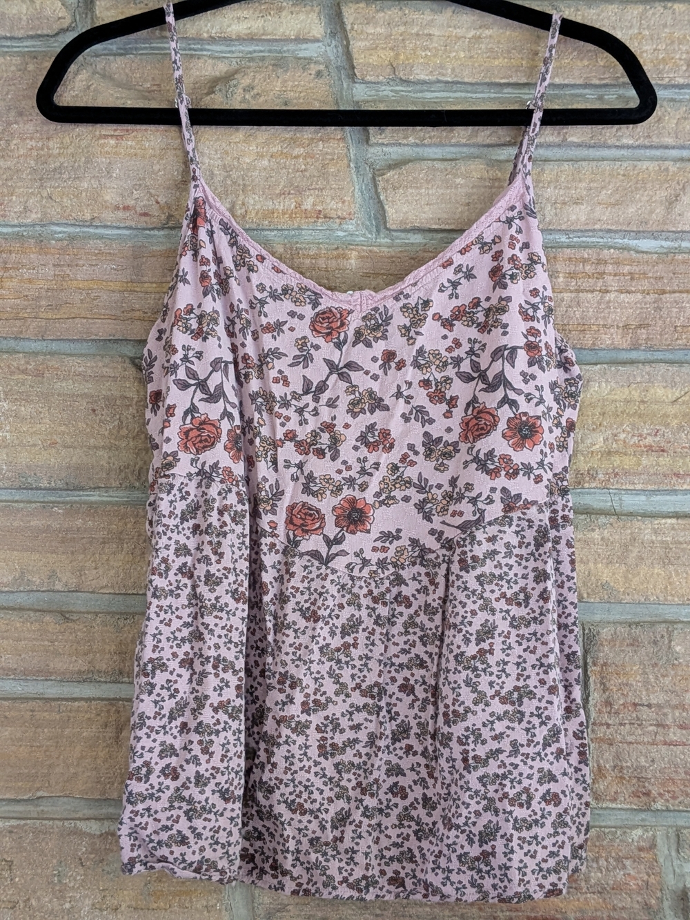 Maurices Pink Floral Lace-Trim Spaghetti Strap Tank